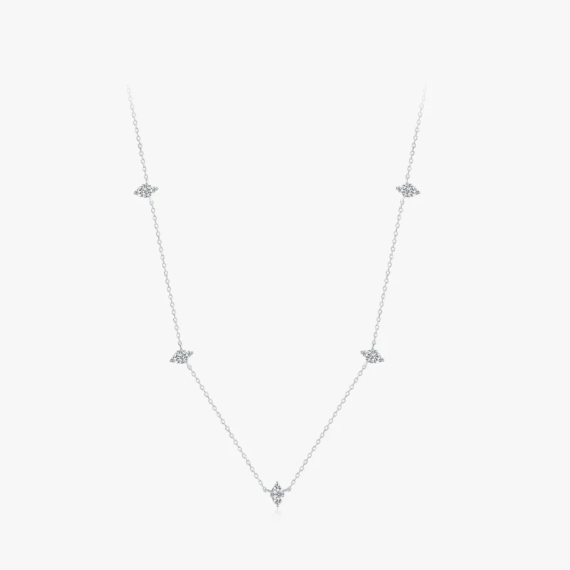 Zircon Stackable Link Chain Necklace Sterling Silver