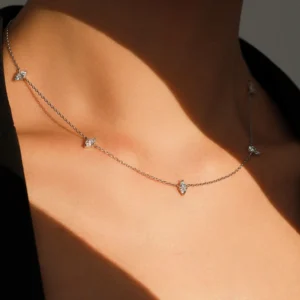 Zircon Stackable Link Chain Necklace Sterling Silver