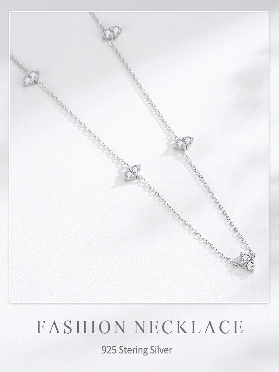 Zircon Stackable Link Chain Necklace Sterling Silver