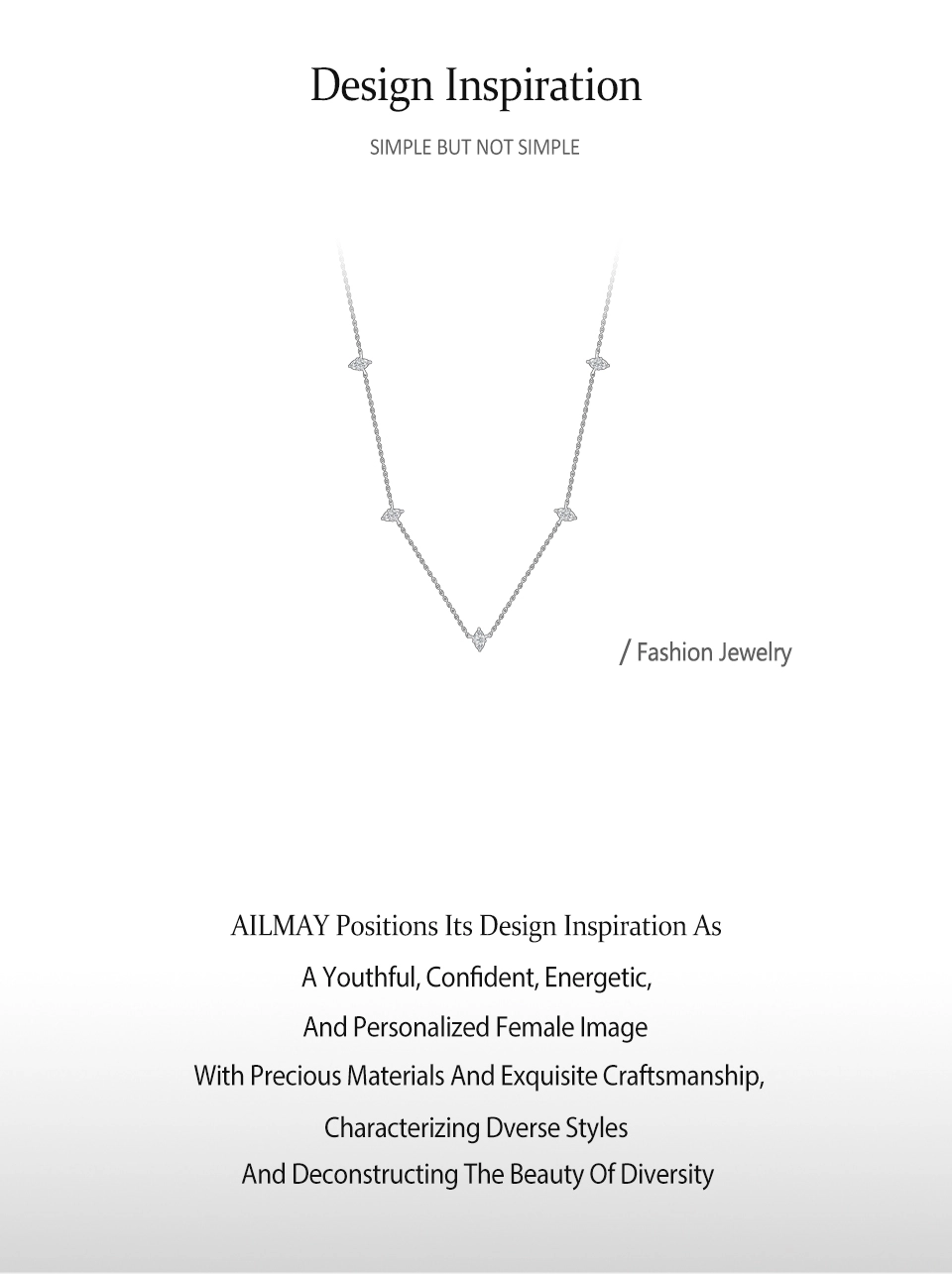 Zircon Stackable Link Chain Necklace Sterling Silver