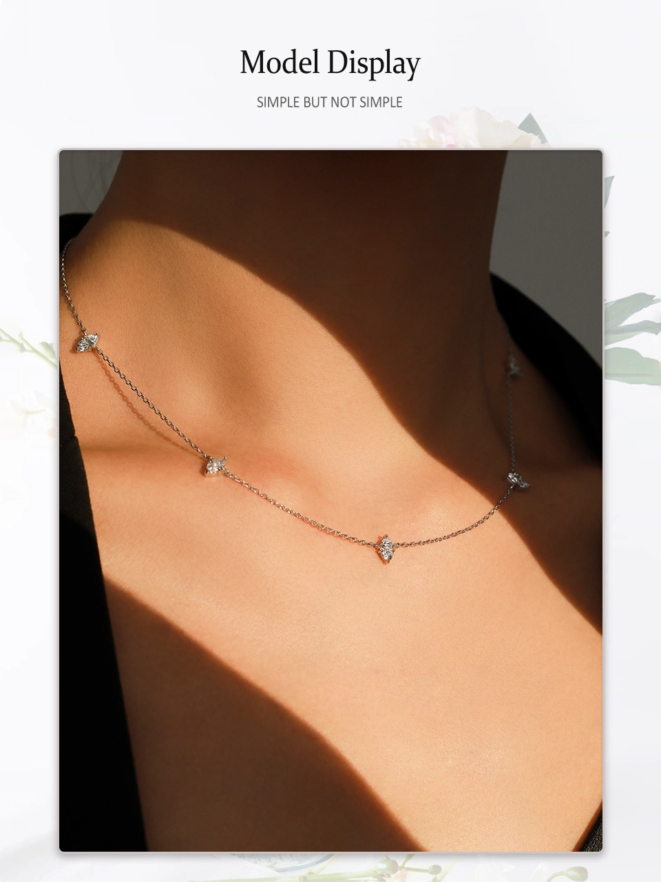 Zircon Stackable Link Chain Necklace Sterling Silver