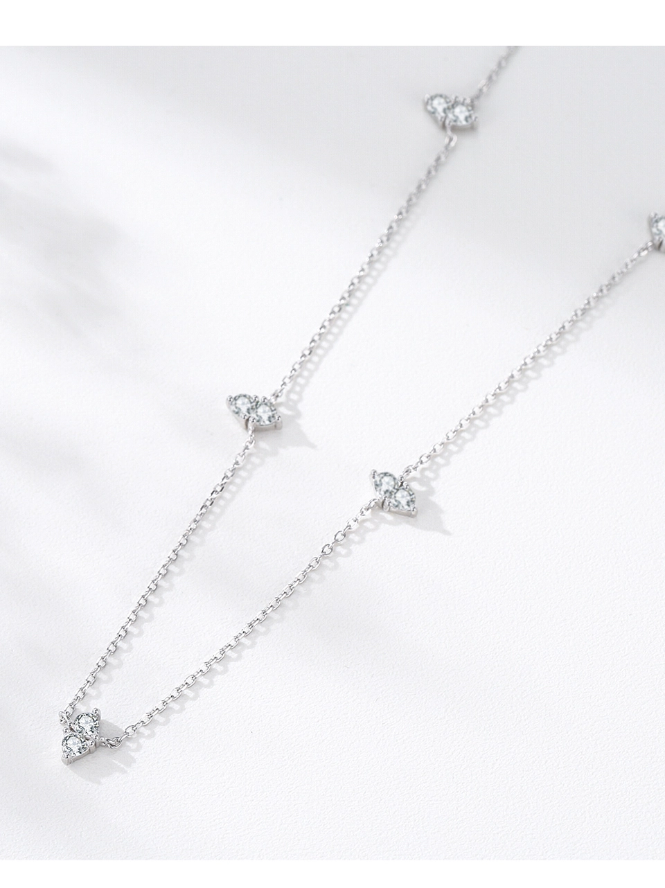 Zircon Stackable Link Chain Necklace Sterling Silver