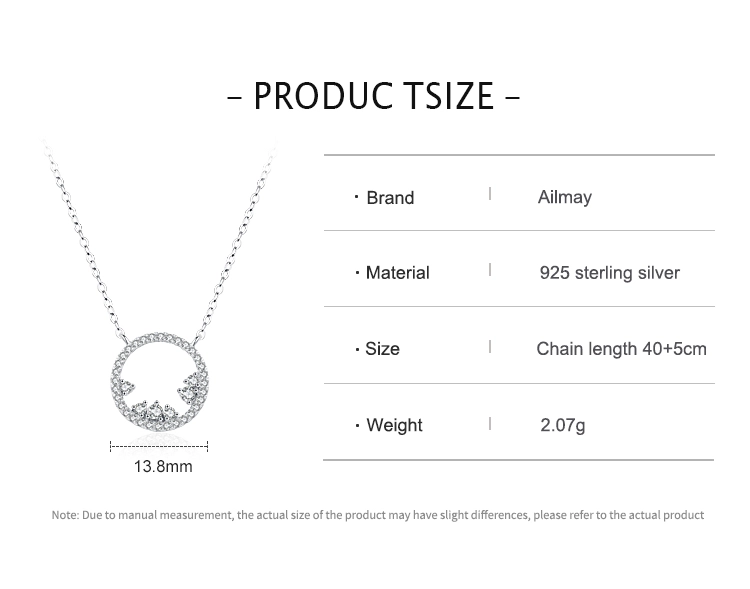 Geometric Round Clear Zircon Pendant Necklace Sterling Silver