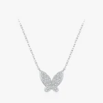 Zirconia Butterfly Pendant Necklace Sterling Silver