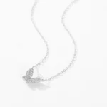 Zirconia Butterfly Pendant Necklace Sterling Silver