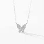Zirconia Butterfly Pendant Necklace Sterling Silver
