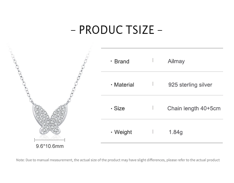 Zirconia Butterfly Pendant Necklace Sterling Silver