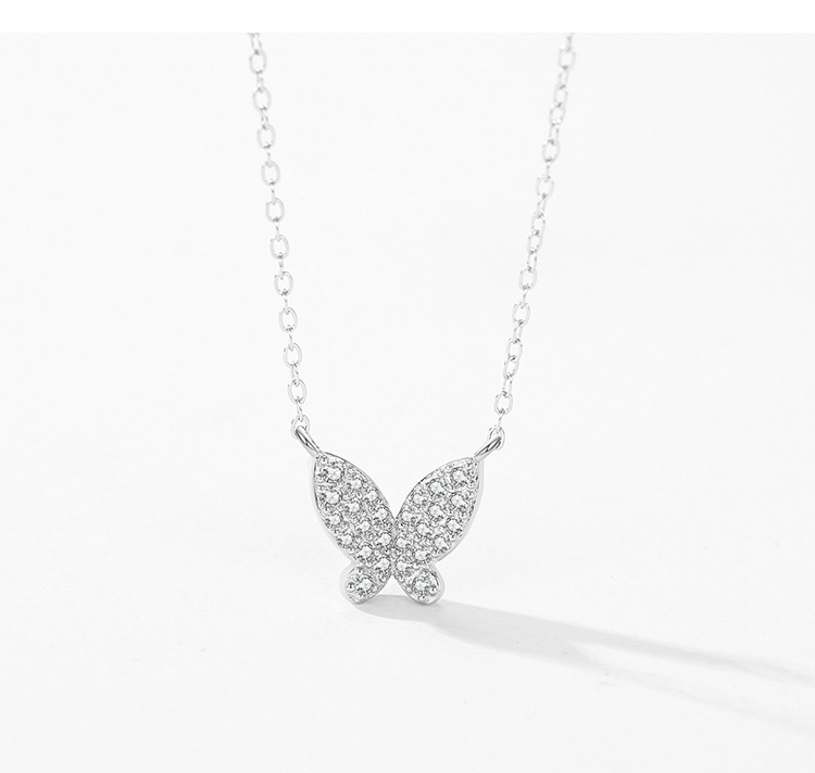 Zirconia Butterfly Pendant Necklace Sterling Silver