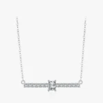 Sparkling Rectangle Zirconia Chain Necklace Sterling Silver