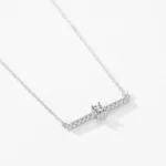 Sparkling Rectangle Zirconia Chain Necklace Sterling Silver