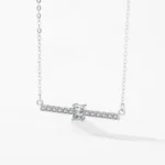 Sparkling Rectangle Zirconia Chain Necklace Sterling Silver