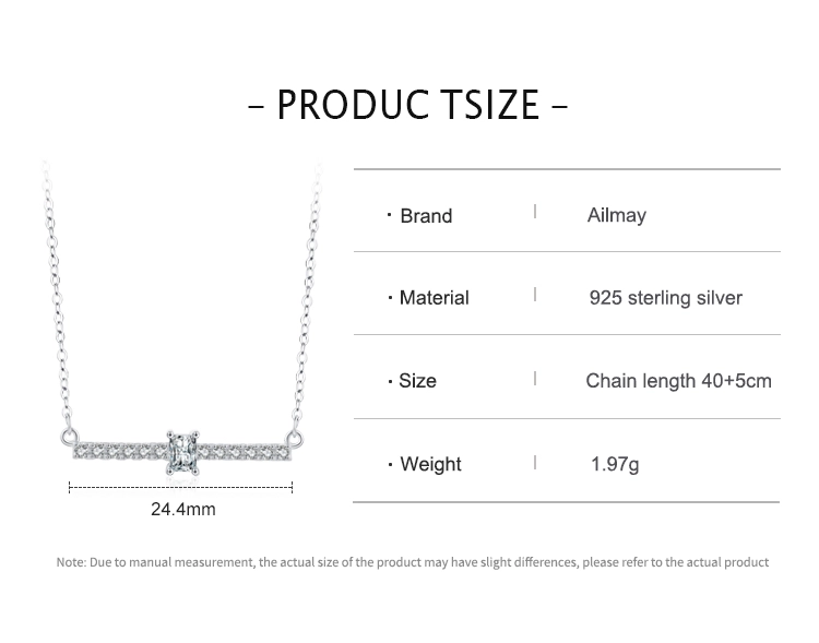 Sparkling Rectangle Zirconia Chain Necklace Sterling Silver