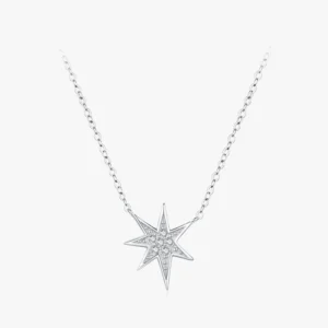 Star Cubic Zirconia Pendant Necklace Sterling Silver