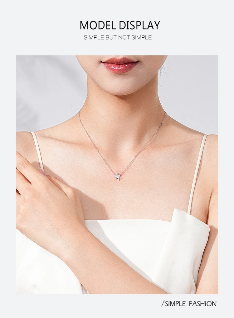 Star Cubic Zirconia Pendant Necklace Sterling Silver