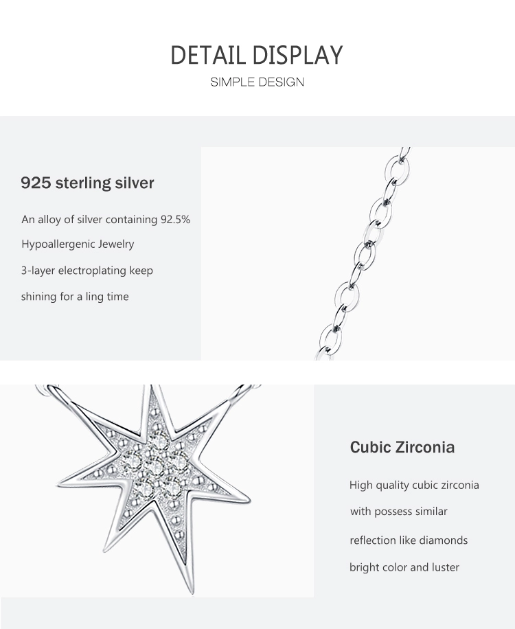 Star Cubic Zirconia Pendant Necklace Sterling Silver