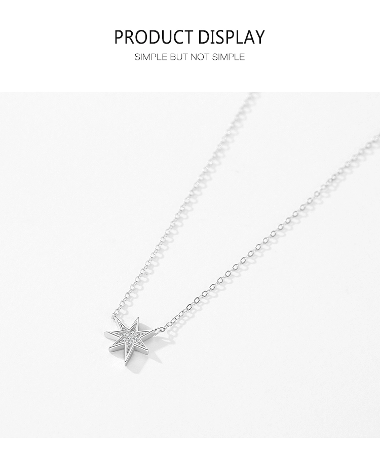 Star Cubic Zirconia Pendant Necklace Sterling Silver