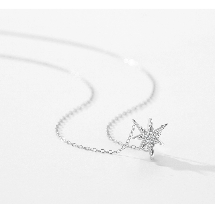 Star Cubic Zirconia Pendant Necklace Sterling Silver