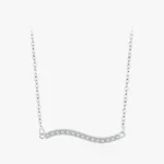 Zirconia Wave Shape Pendant Necklace Sterling Silver