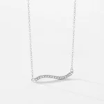 Zirconia Wave Shape Pendant Necklace Sterling Silver