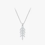 Leaves Sparkling Zircon Pendant Necklace Sterling Silver