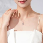 Leaves Sparkling Zircon Pendant Necklace Sterling Silver