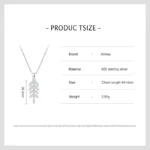 Leaves Sparkling Zircon Pendant Necklace Sterling Silver