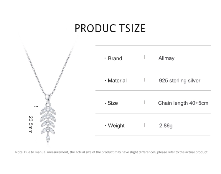 Leaves Sparkling Zircon Pendant Necklace Sterling Silver