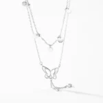Butterfly Clean CZ Double Layer Necklace Sterling Silver