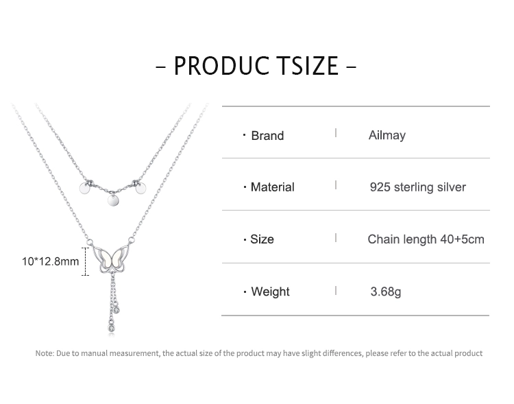 Butterfly Clean CZ Double Layer Necklace Sterling Silver