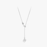 Square Pendant Cubic Zirconia Necklace Sterling Silver