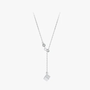 Square Pendant Cubic Zirconia Necklace Sterling Silver