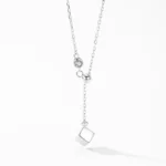 Square Pendant Cubic Zirconia Necklace Sterling Silver