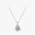 Sparkling Zircon Flower Pendant Necklace Sterling Silver