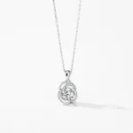 Sparkling Zircon Flower Pendant Necklace Sterling Silver