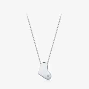 Classic Heart Clear CZ Pendant Necklace Sterling Silver