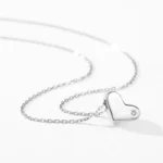 Classic Heart Clear CZ Pendant Necklace Sterling Silver