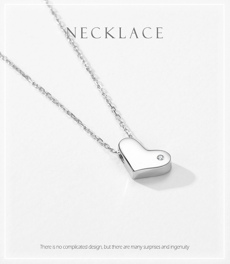 Classic Heart Clear CZ Pendant Necklace Sterling Silver