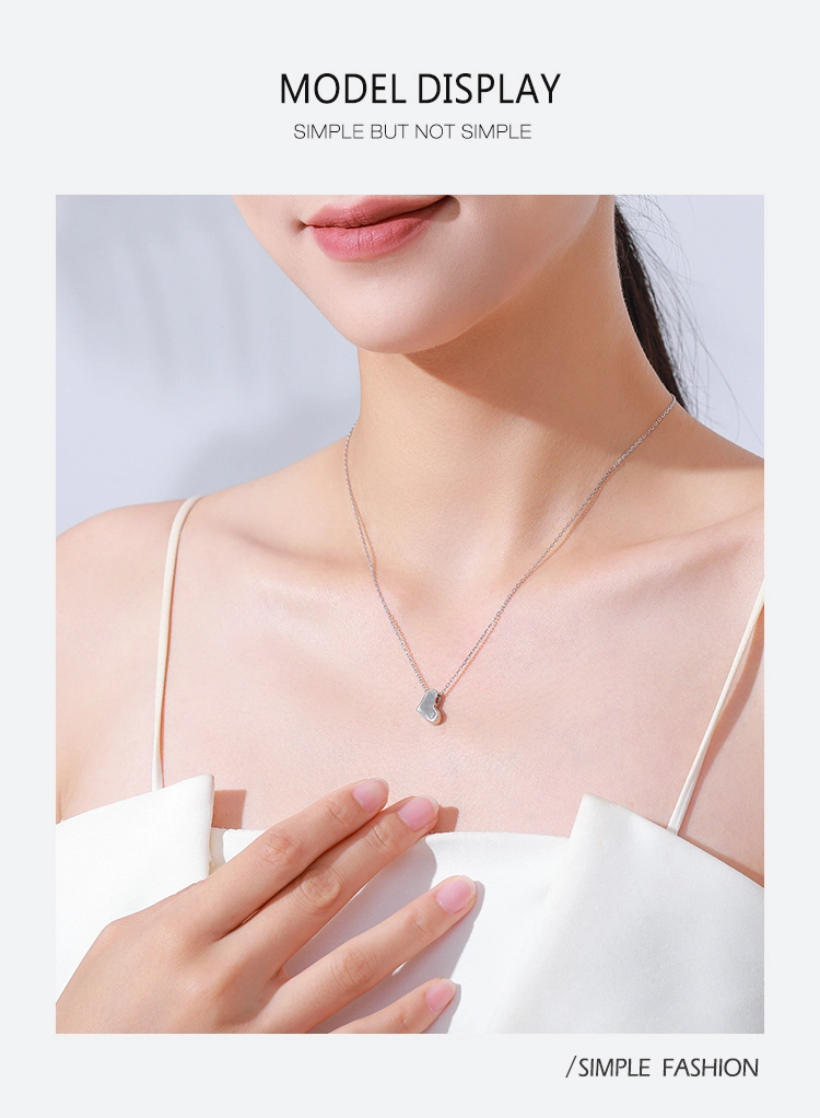 Classic Heart Clear CZ Pendant Necklace Sterling Silver