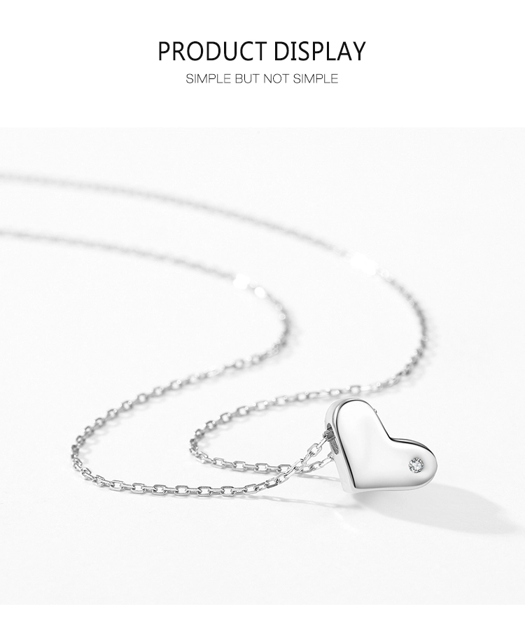 Classic Heart Clear CZ Pendant Necklace Sterling Silver