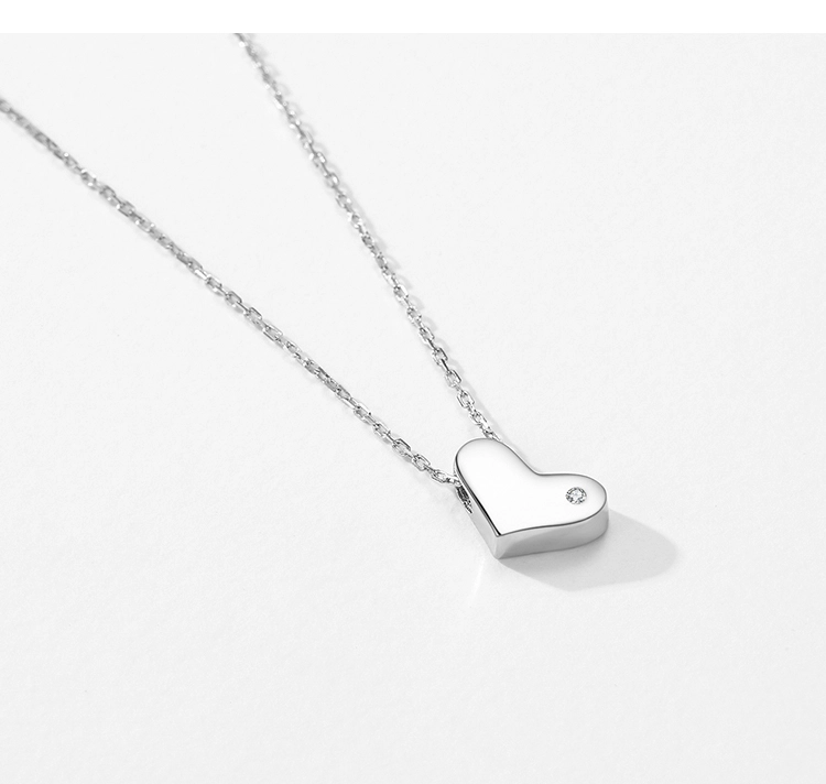 Classic Heart Clear CZ Pendant Necklace Sterling Silver