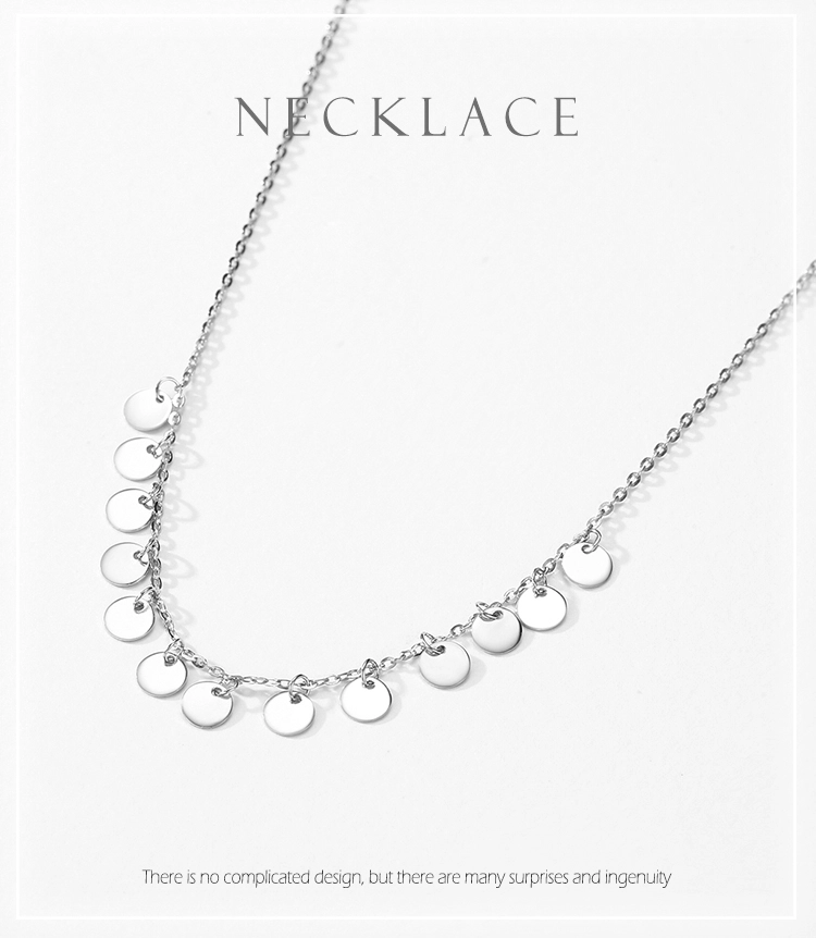 Circular Sequins Pendant Necklace Sterling Silver