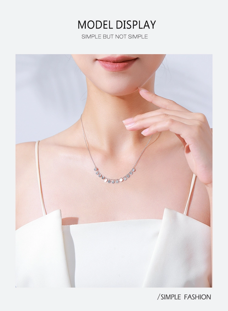 Circular Sequins Pendant Necklace Sterling Silver