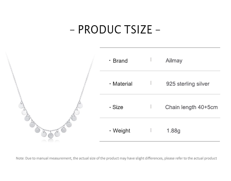 Circular Sequins Pendant Necklace Sterling Silver