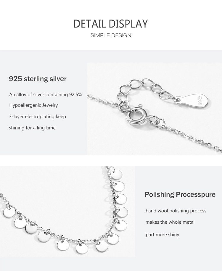 Circular Sequins Pendant Necklace Sterling Silver