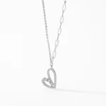 White Zircon Heart Shape Necklace Sterling Silver