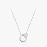 Zircon Romantic Heart Lock Design Necklace Sterling Silver