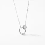 Zircon Romantic Heart Lock Design Necklace Sterling Silver