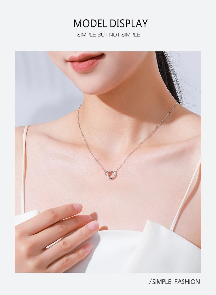 Zircon Romantic Heart Lock Design Necklace Sterling Silver