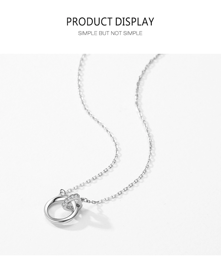 Zircon Romantic Heart Lock Design Necklace Sterling Silver