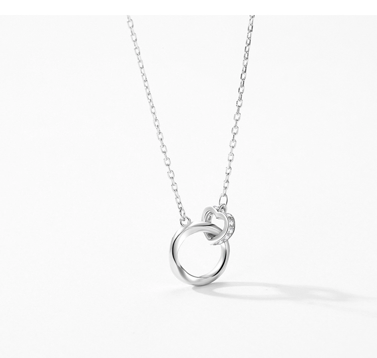 Zircon Romantic Heart Lock Design Necklace Sterling Silver